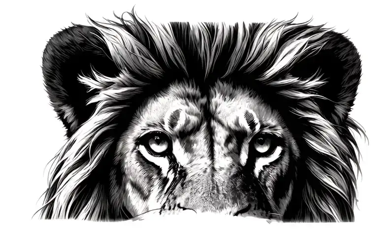 A Focus On The Eyes Of A Lion And His Mane On Thr Horizontal
