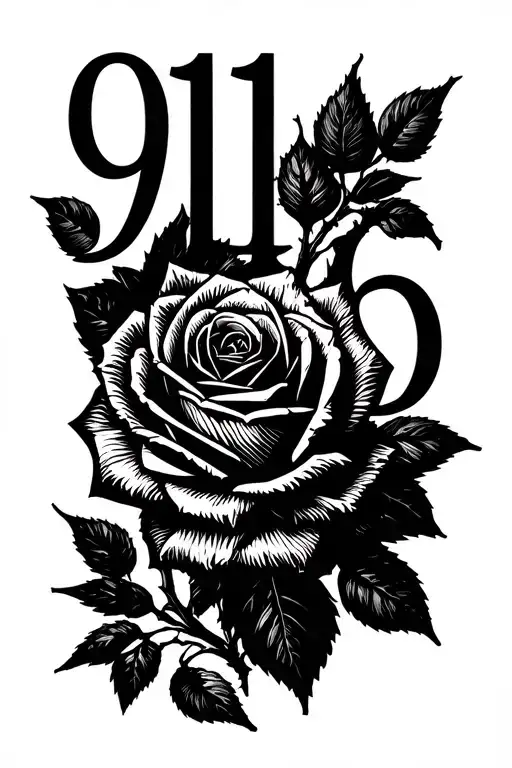 The Numbers 916 With A Rose Intertwined Within Its Branches