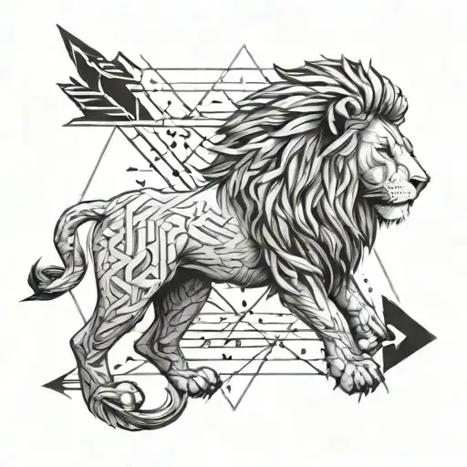 Lion Looking Away Arrows In Back