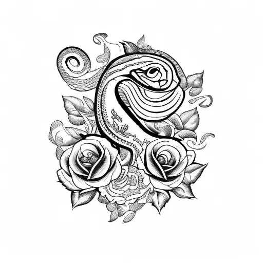 Snake With Flowers And A 19