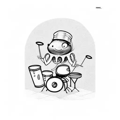 A Humorous Octopus Playing Drums On A Plane Flying Over The Florida Keys