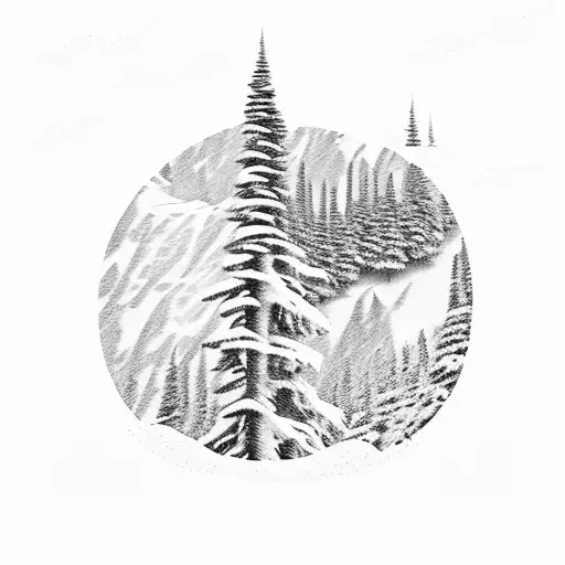 Snowy Mountain Landscape With Skier