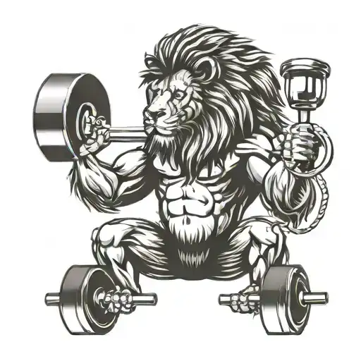 A Lion Doing A Workout Or Lifting Weights