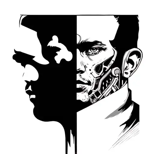 Firefighter Flams Part Cyborg Half Face