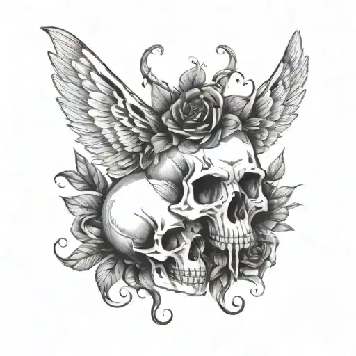 A Mystical Bookworm Creature With A Skull Head And Flower Wings