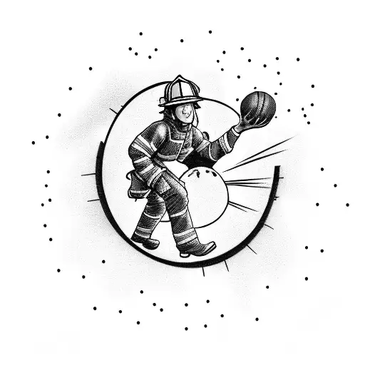 Firefighter Holding A Basketball On Fire