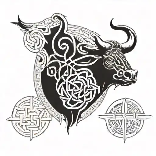 Taurus Bull Celtic Knot Mayan Style