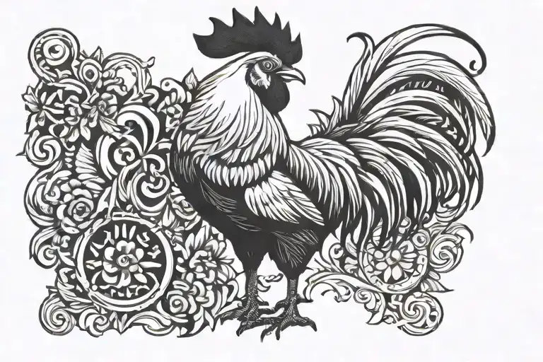 Black And White Rooster With A 302