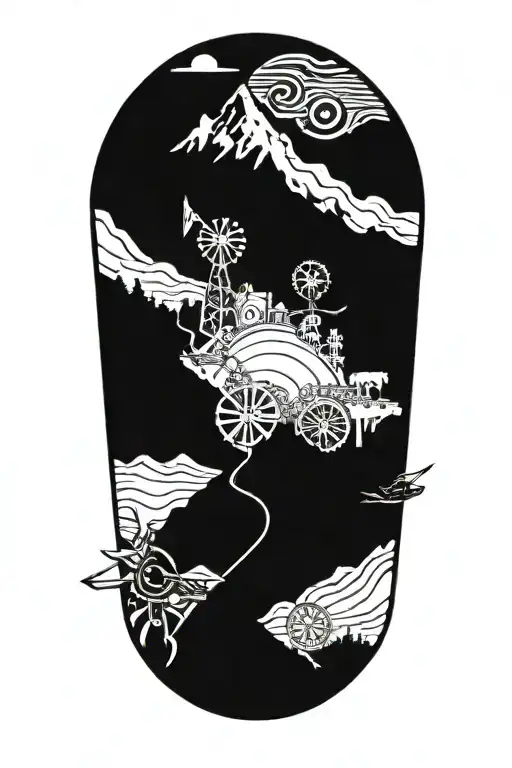 Intricate Gears And Tools Forming A Mountain Scene