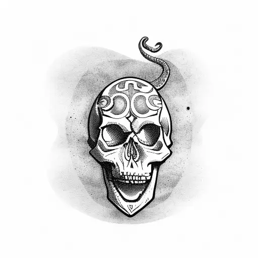 Skull With A Snake