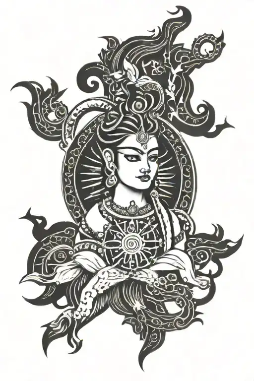 Shiv Shakti Written In Sanskrit With Capricon Zodiac Sign