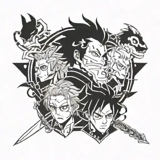 Combine Elements From Demon Slayer And Black Clover To Create A Unique Anime-inspired Tattoo Design