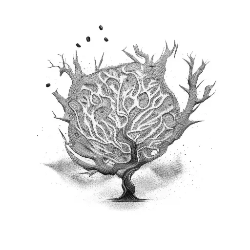 Withered Tree With Coffee Beans