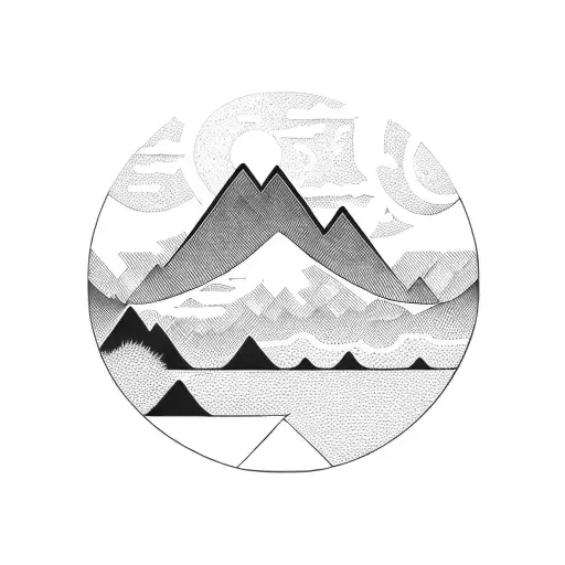 A Big River Flowing Between Mountains Filled With Trees And A Sunset In The Back