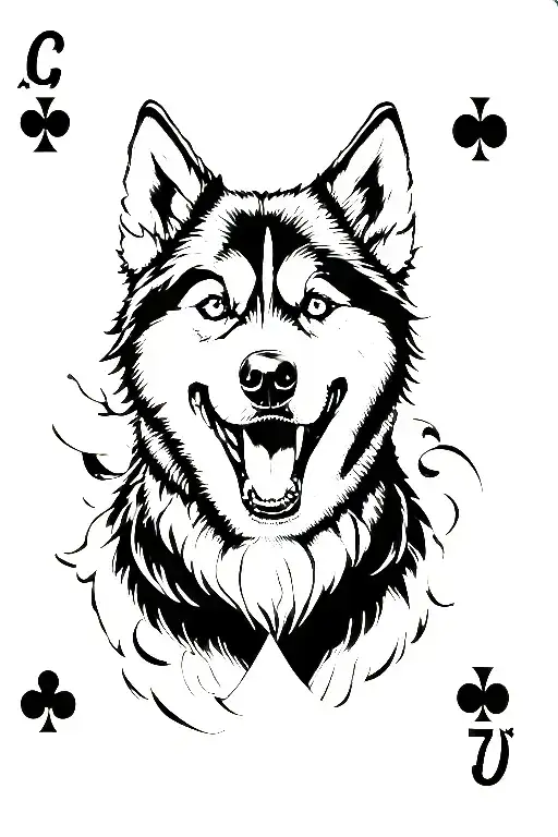 Ace Of Spades With Howling Husky Inside The Spade
