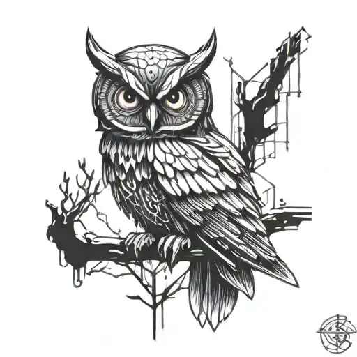 Cyberpunk Owl Perched