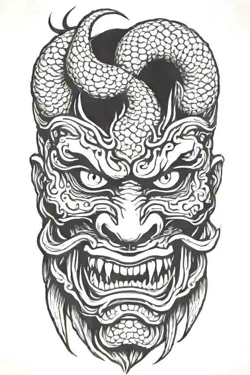 Oni Mask With Snake