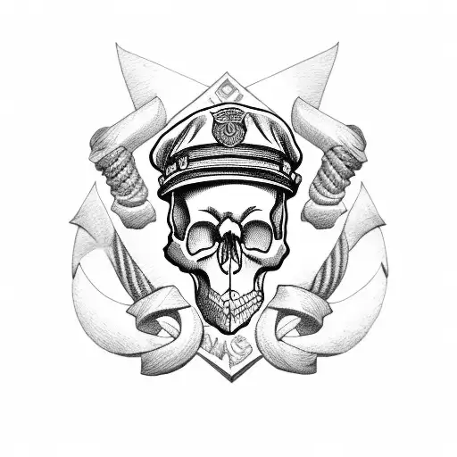 Skull With Coast Guard Hat