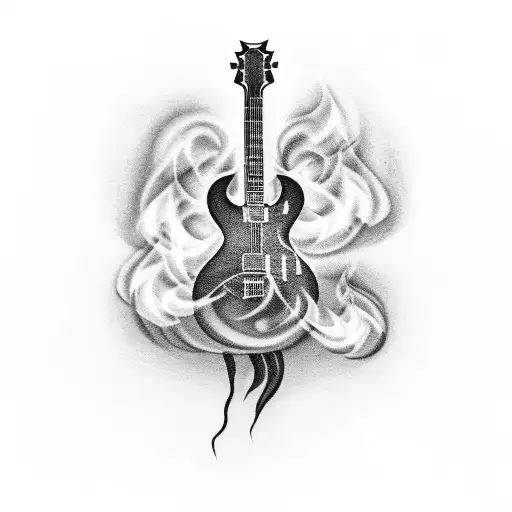 A Guitar With Smoke Coming Out Of It