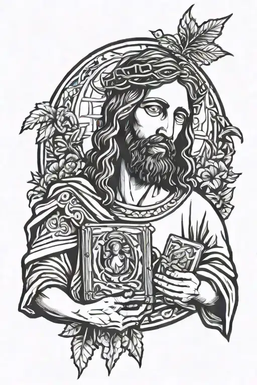 Jesus Holding A Picture Of Relatives