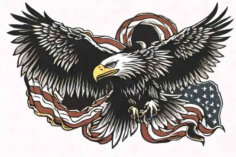 Eagle And American Flag Intertwined