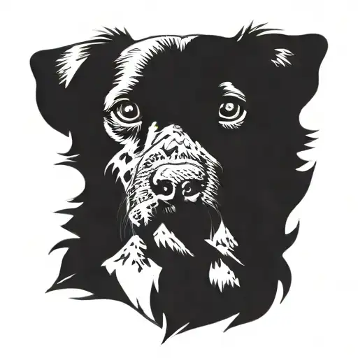 Dogs Face With Mountains In The Background