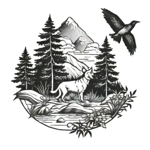 Nature Scene With Dog