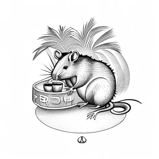 Rat Sitting On An Armchair Under A Palm Tree With Beers In His Hand