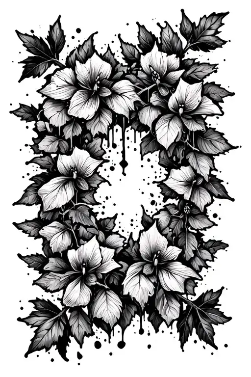 Deadly Nightshade Vine Tattoo In Splatter Tattoo Style