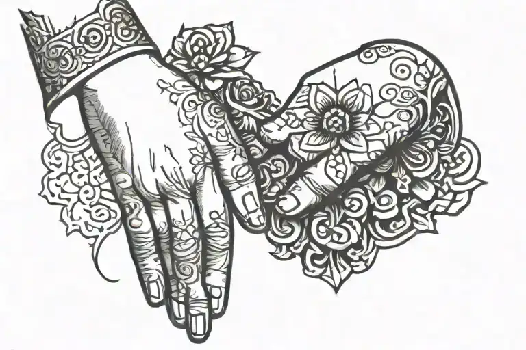 Initials Of Husband And Wife Holding Hands