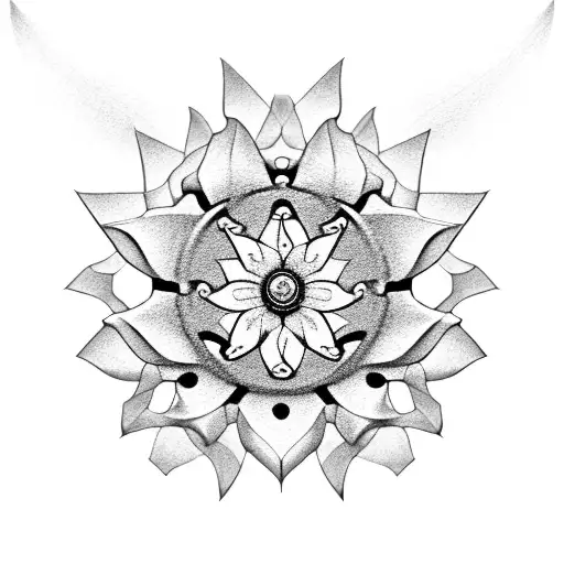 Biomechanical Lotus Flower With Gears And Pistons As Petals