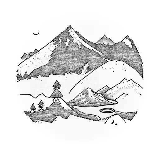 Mountain Scene With A Lake And Disc Golf Basket