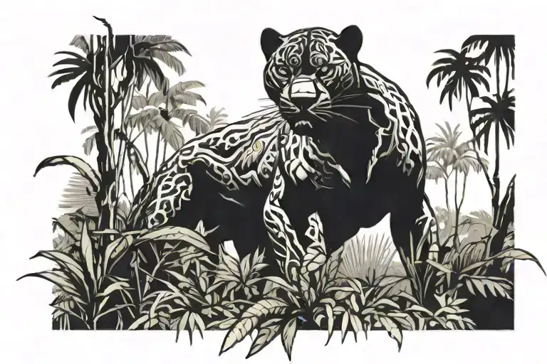 Black Panther Emerging From Jungle Background