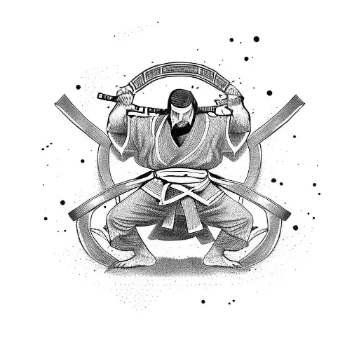Samurai Sword And Judo Gi Intertwined