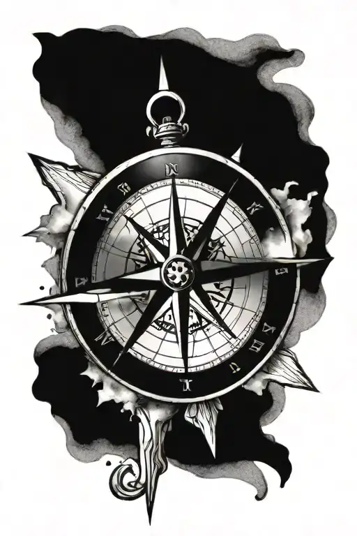 Compass Pointing To The North Star Navy Style