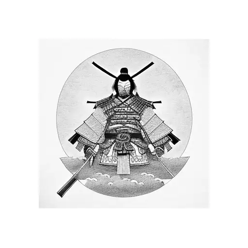 A Majestic Samurai Standing In Front Of A Traditional Japanese Building