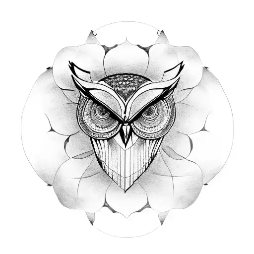 Owl Flower Of Life Skull Roses