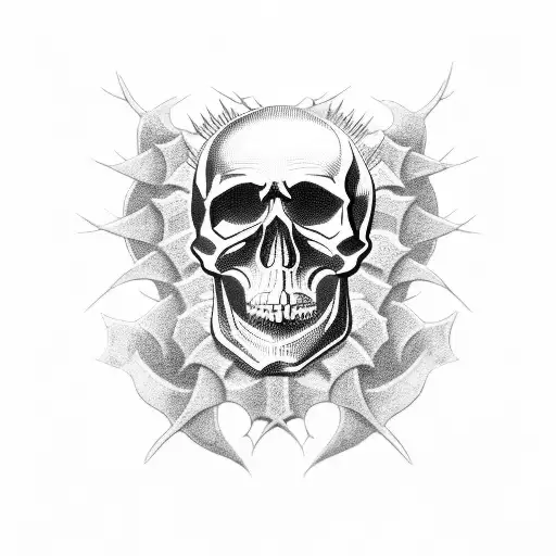 Skull Computer Thorns Fire