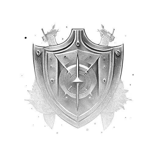 Medieval Heater Shield With A Sword Behind It