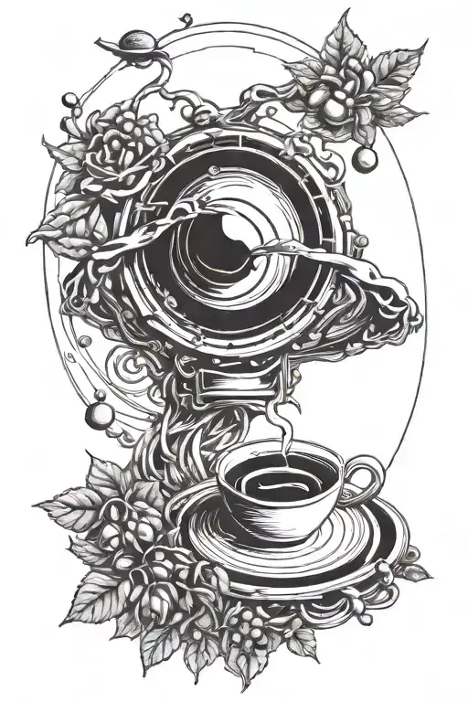 Coffee Beans Morphing Into A Fantasy Creature On Saturn's Rings