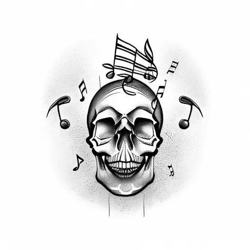 A Skull With Music Notes As Teeth