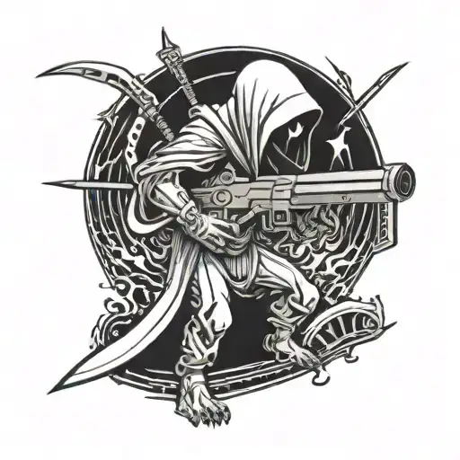 A Futuristic Alien Reaper Wielding A Gaming Controller As A Scythe