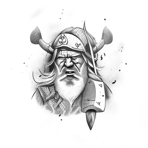 Bad Face Bare Viking With An Axe