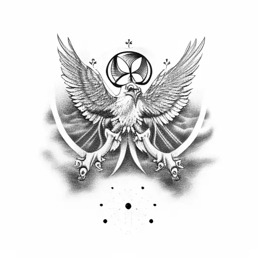 Eagle Flying With Portuguese Men Of War Under