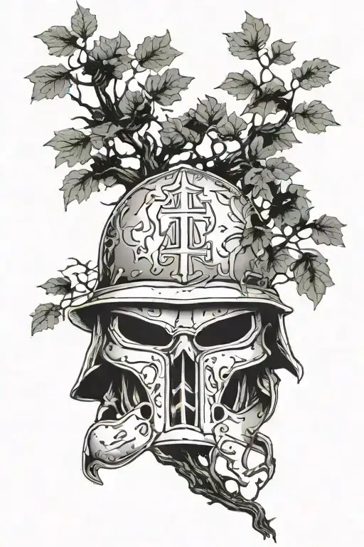 Word War 2 German Helmet Through Which A Tree Grew