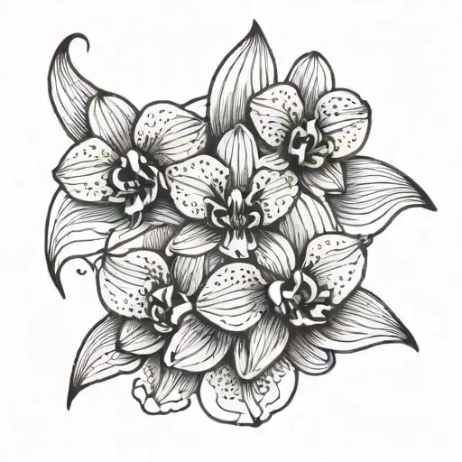 Orchid Surrounded By Wavy Lines