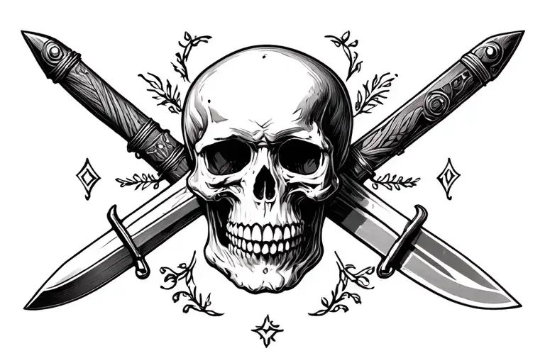 Skull And Knife Crossed