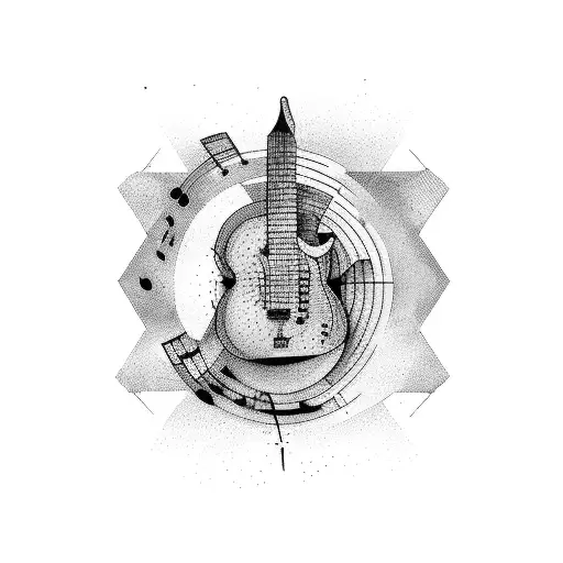 Music Score Flowing Through Space