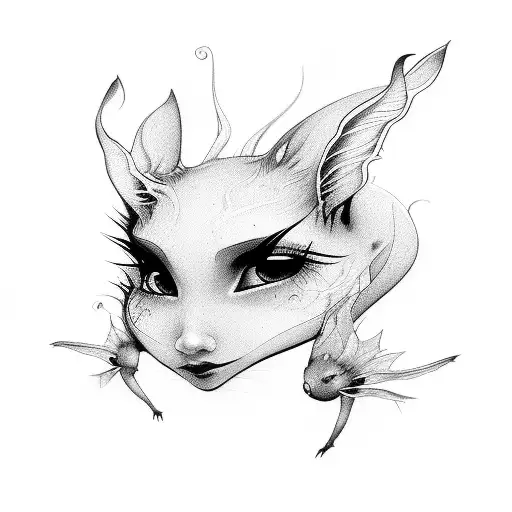 Nymphs Dancing Lines Black And White