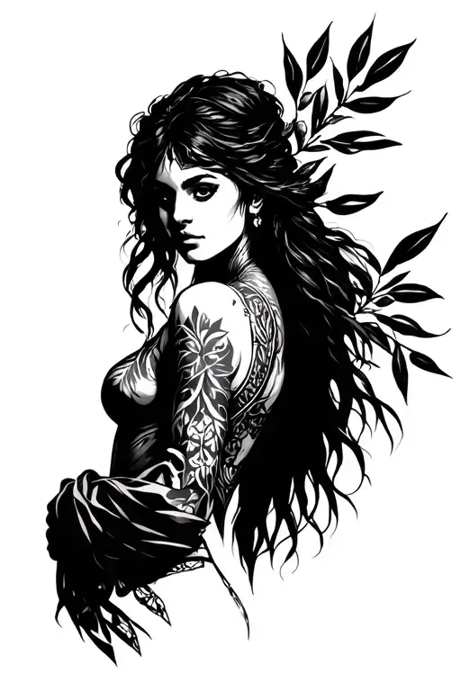 Woman Warrior Holding Olive Branch